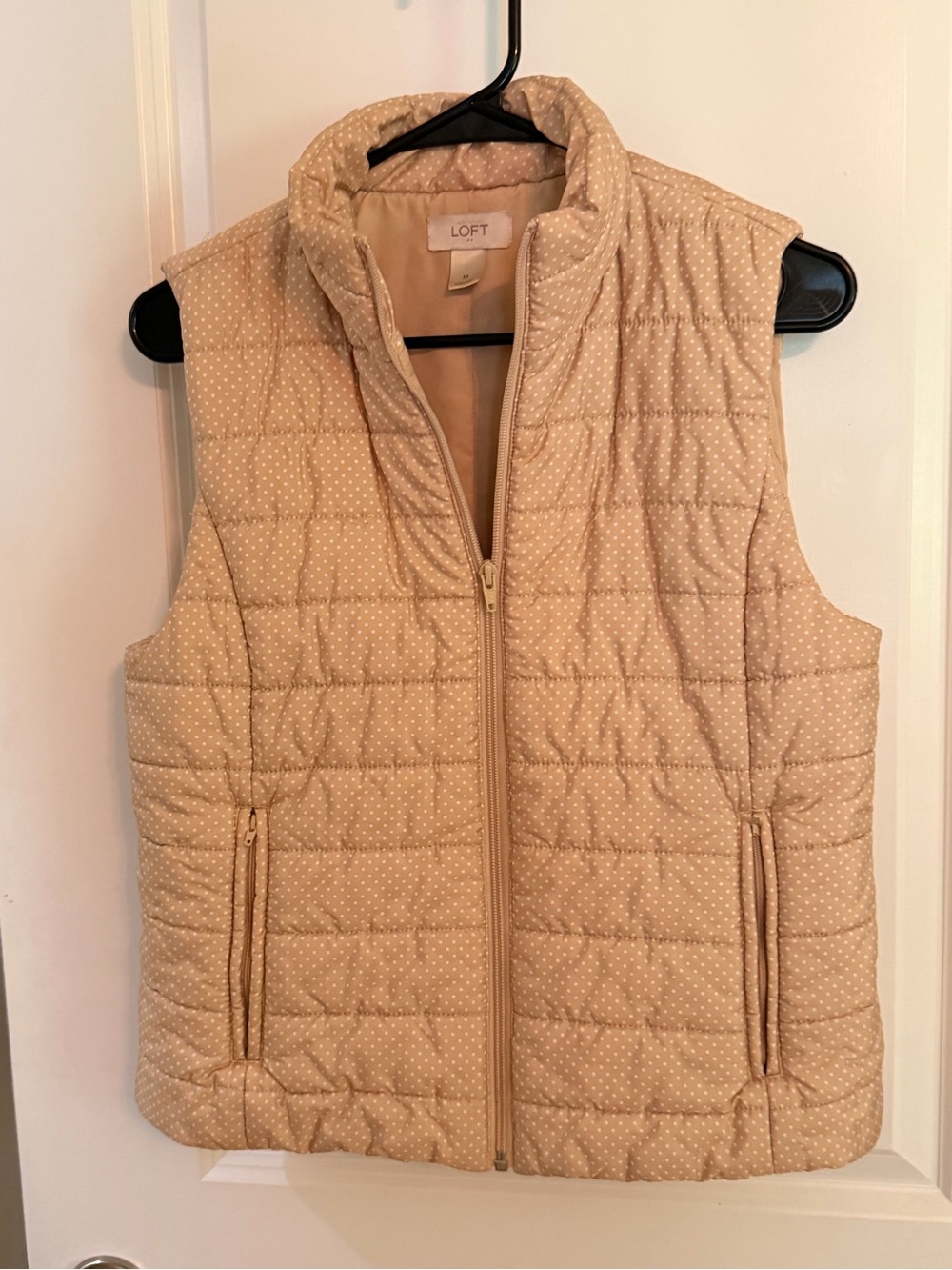LOFT Quilted Tan Dot Puffer Vest